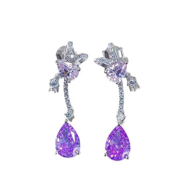 

Серьги-гвоздики из серебра S925 пробы в форме груши, 7*10