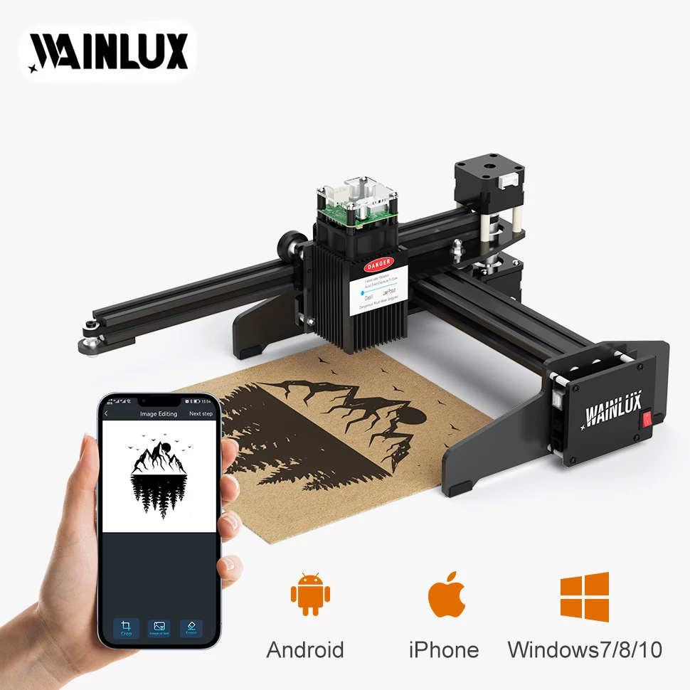 

Лазерный гравер Wainlux JL4 CNC DIY 140x130 мм, гравировальный станок, принтер для нанесения логотипа, резак для деревообработки, резки дерева, бумаги