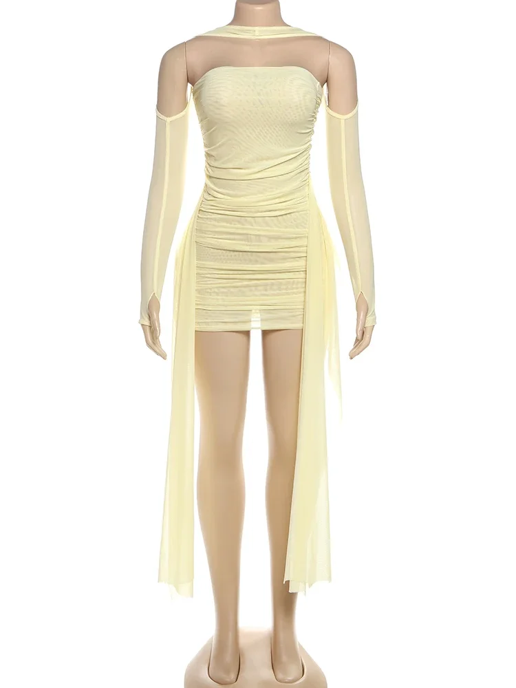 Simple Mini  Strapless Ribbons Dress - Image 6