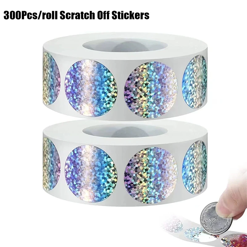 300Pcs 2.5CM Round Laser Scratch Off Stickers Surprise Labels Secret Code Cover Sticker Activity Card Self-Adhesive Sticker decorative stickers self adhesive stickers adhesive stickers decorative labels stickers packaging stickers scratch stickers