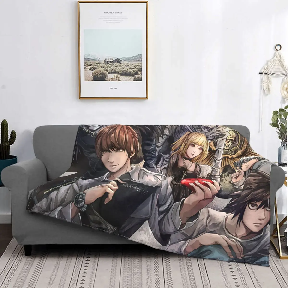 

Death Note Japanese Anime Blankets Cartoon Shinigami Flannel Funny Warm Throw Blankets for Home Restaurant Decoration