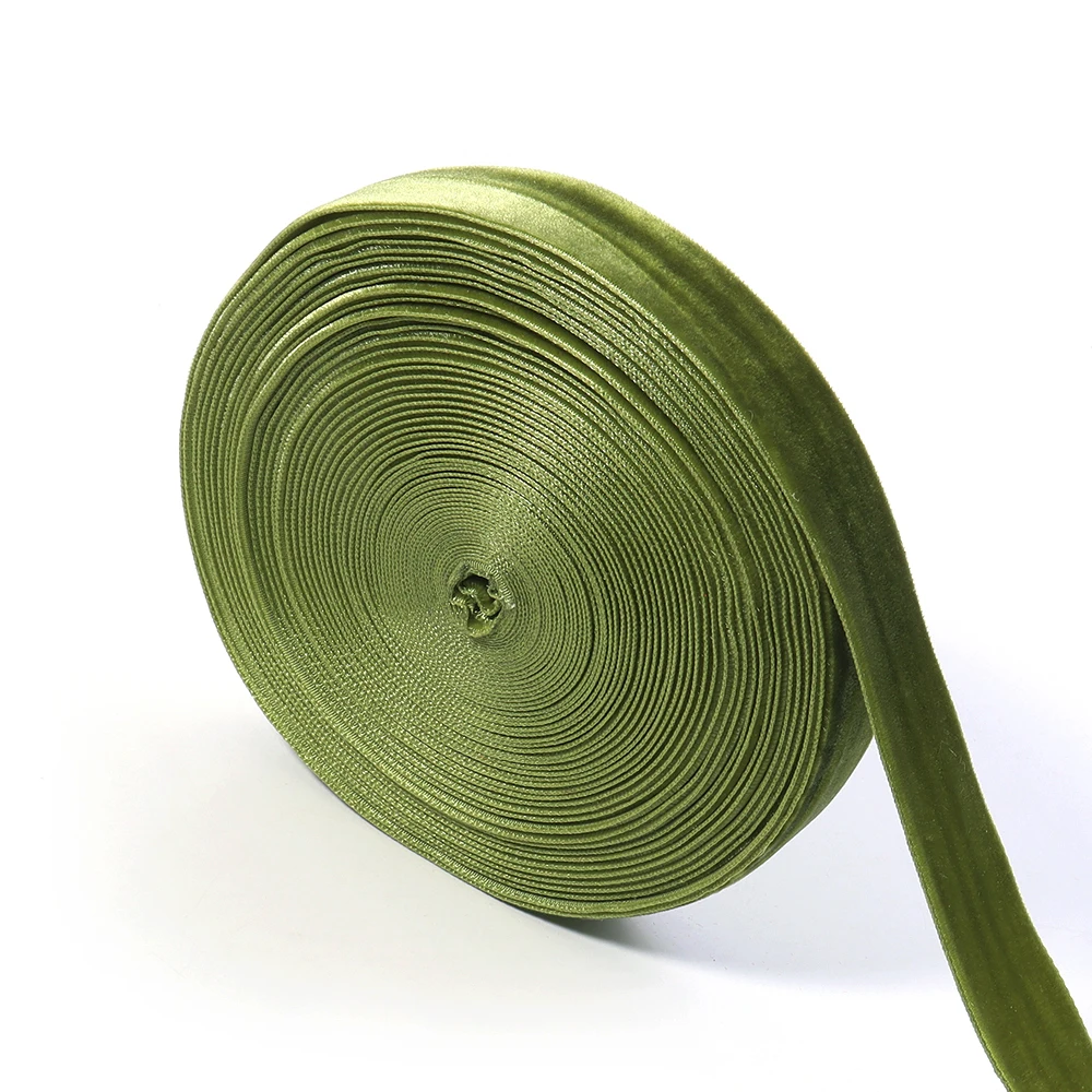 5–10 Yards olivgrüne Samtbänder 6/10/15/20/25/32/38 mm Beflockung Gurtband für DIY Weihnachtsfeier Geschenk Blumenstrauß Verpackung Dekor – Detail 11