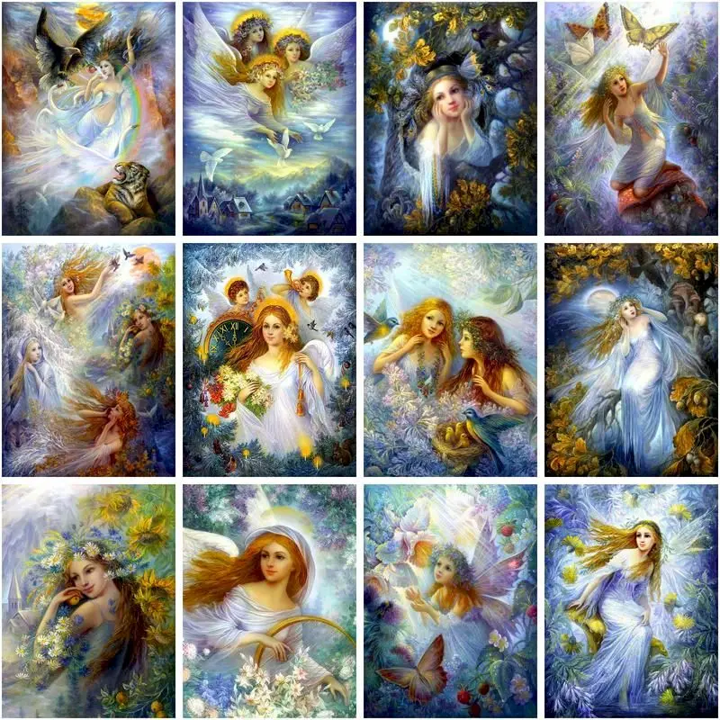CHENISTORY Paint By Number Angel Kits Diy Home Decoration Painting By
