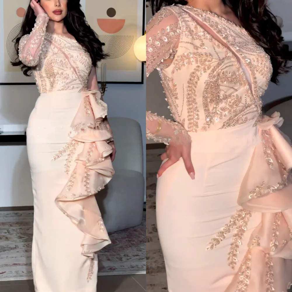 

Exquisite High Quality Asymmetrical One-Shoulder Prom Dresses Paillette / Sequins Contoured Satin prom dresses 2023 luxury gown