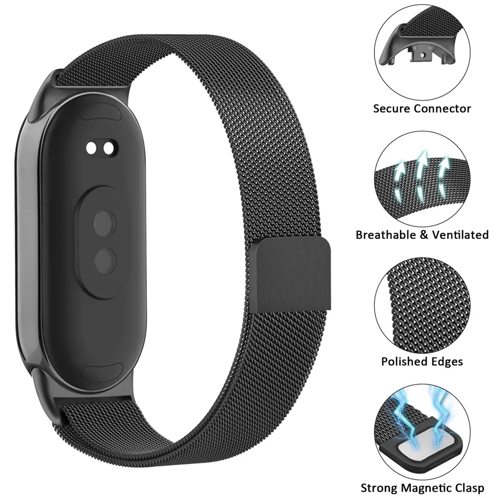 Elegant Milanese Loop Strap for Smart Band 8 - Premium Sport Wristband Replacement Bracelet
