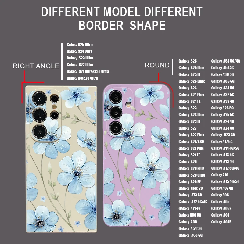 Light Blue Flower Soft TPU Phone Case Cover