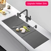 ASRAS Nanometer Black Single Large Size Hidden Kitchen Sink 4mm Thickness Handmade Undermount Installation Hidden Kitchen Sinks 4