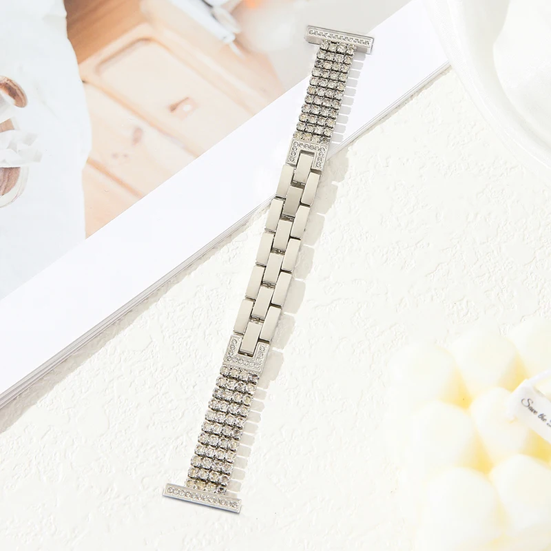 Elegant Diamond-Accented Metal Bracelet Watchband for Women (Available in Multiple Sizes)