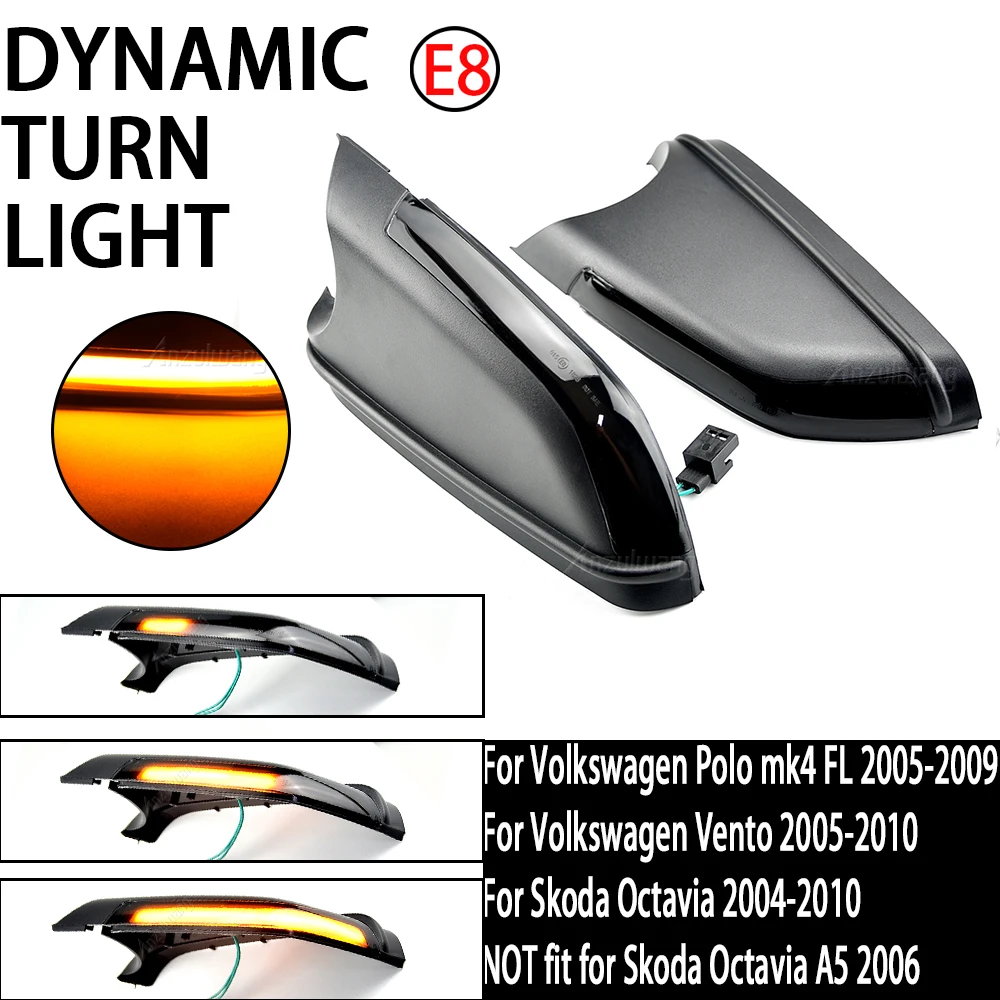 Door Wing Mirror Indicator Turn Signal Light L&R For Skoda Octavia II 2004-2008