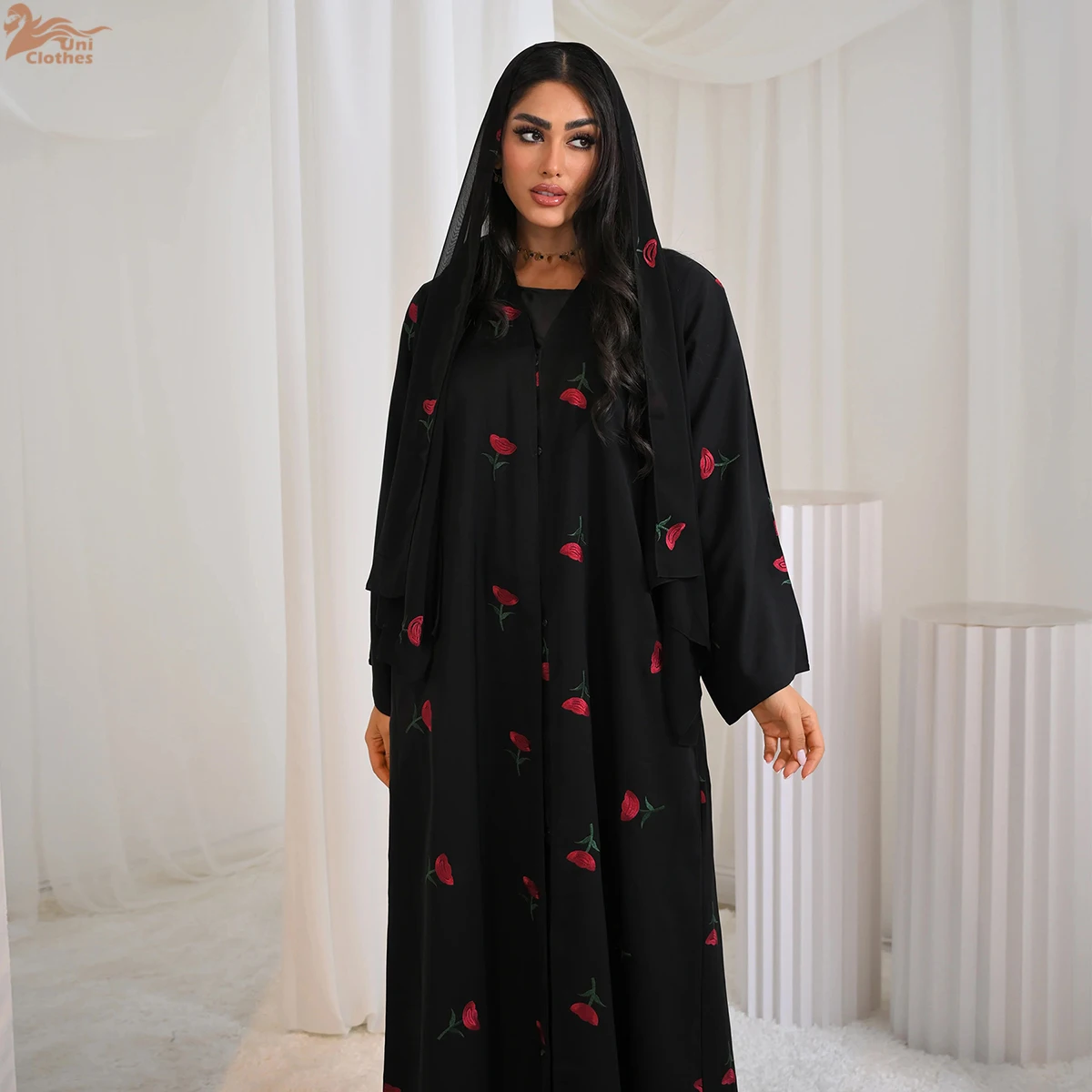 Uni Abaya 2025 vêtements pour femmes nouvelle broderie luxe Style dubaï avant ouvert Abaya avec Hijab 2 pièces ensemble vêtements islamiques 1 Uni Abaya 2025 vêtements pour femmes nouvelle broderie luxe Style dubaï avant ouvert Abaya avec Hijab 2 pièces ensemble vêtements islamiques 1