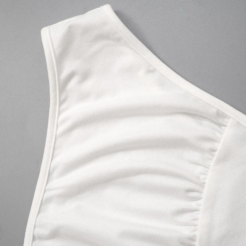 Camisetas de tirantes de verano para mujer, blusa camisola ajustada de color liso sin mangas con un solo hombro, ropa estética