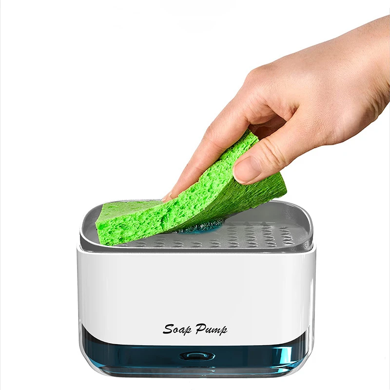 2 In 1 Kitchen Soap Dispenser Scrubbing Liquid Detergent Pump Organizer