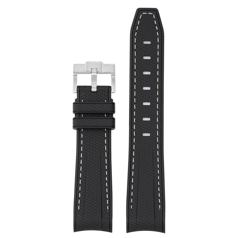 Diving Curved End Silicone Rubber Watch Strap, 20mm