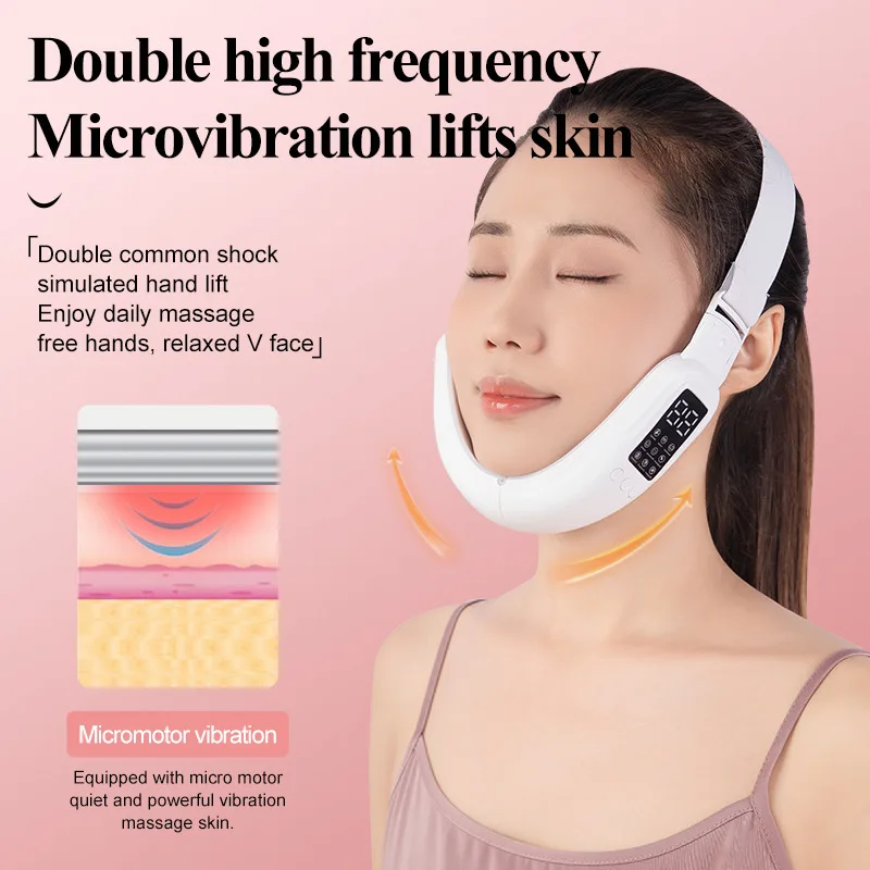 V Vibration Face Facial Massager Machine 8 Mode V-face Lift Device Heated Facial Slimming Machine Skin Rejuvenation Double Chin