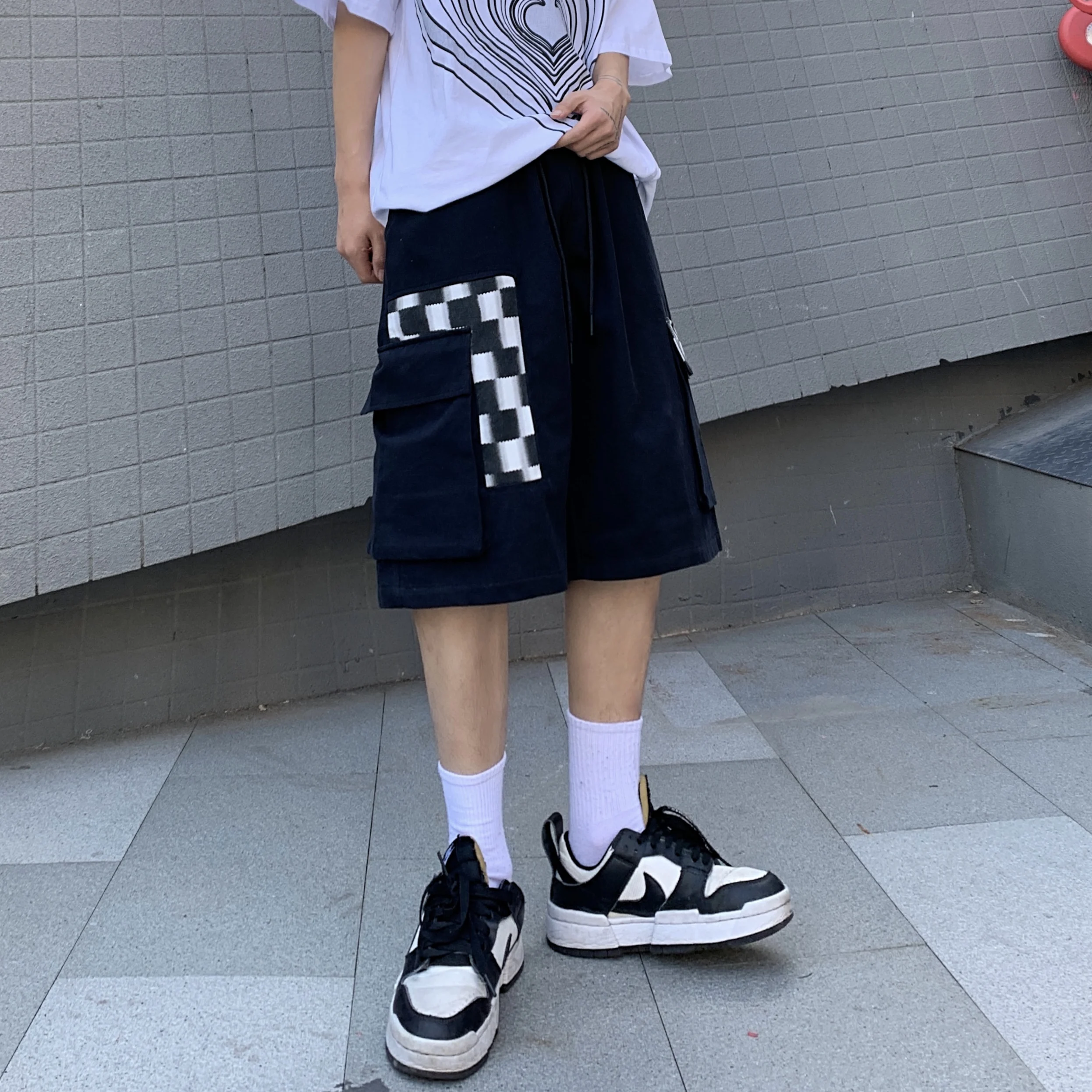 Summer Japanese ins Cargo Straight Pants women Casual wild Korean black Harajuku Simple Oversize shorts Fashion Unisex Short women's clothing stores