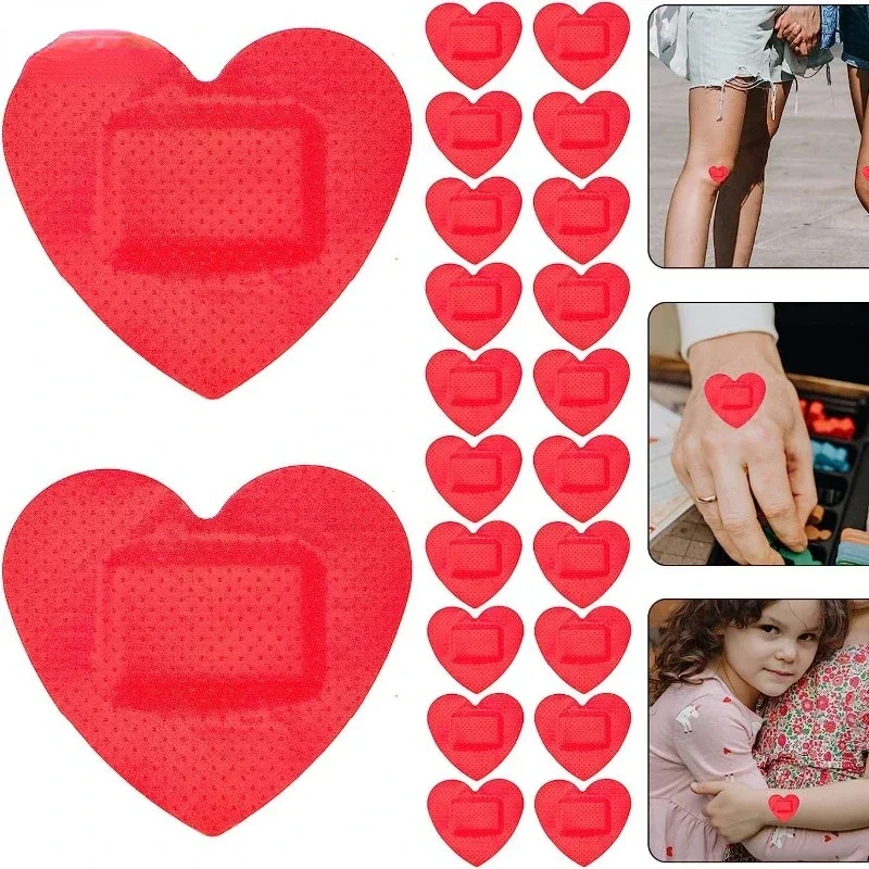 10pcs Children Baby Cute Creative Heart Lips Shaped Red Silver Band Aid Skin Patch for Wound Plaster Flash Laser Bandages Strips