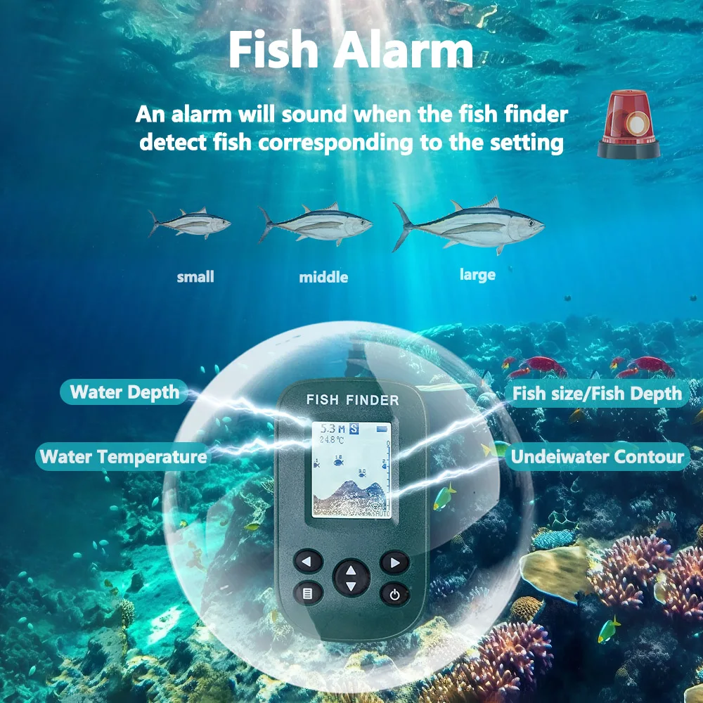 Fish Finder New smart portable Sonar Fishing lure Echo Sounder Alarm Transducer Lake Sea Fishing