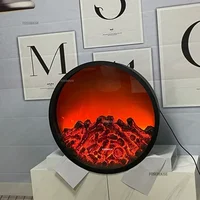 Creative Round เตาผิงอิเล็กทรอนิกส์ Core จําลอง Fire ฝังผนังเตาผิง LED เปลวไฟตกแต่งบ้านเครื่องประดับ 6