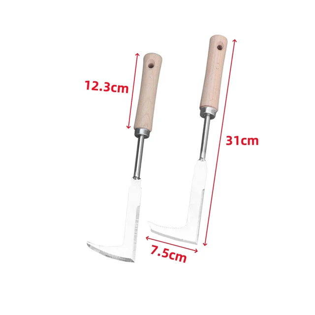 1Pc L-Shaped Gap Weeder Stainless Steel Blade Wooden Handle Garden Brick Seam Stone Seam Wall Corner Gap Manual Weeding Machine 2