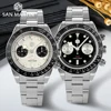 San Martin Men Sports Watch 40mm Panda BB Chronograph Retro Luxury Seagull ST1901 Manual Mechanical Sapphire 10Bar Luminous 2