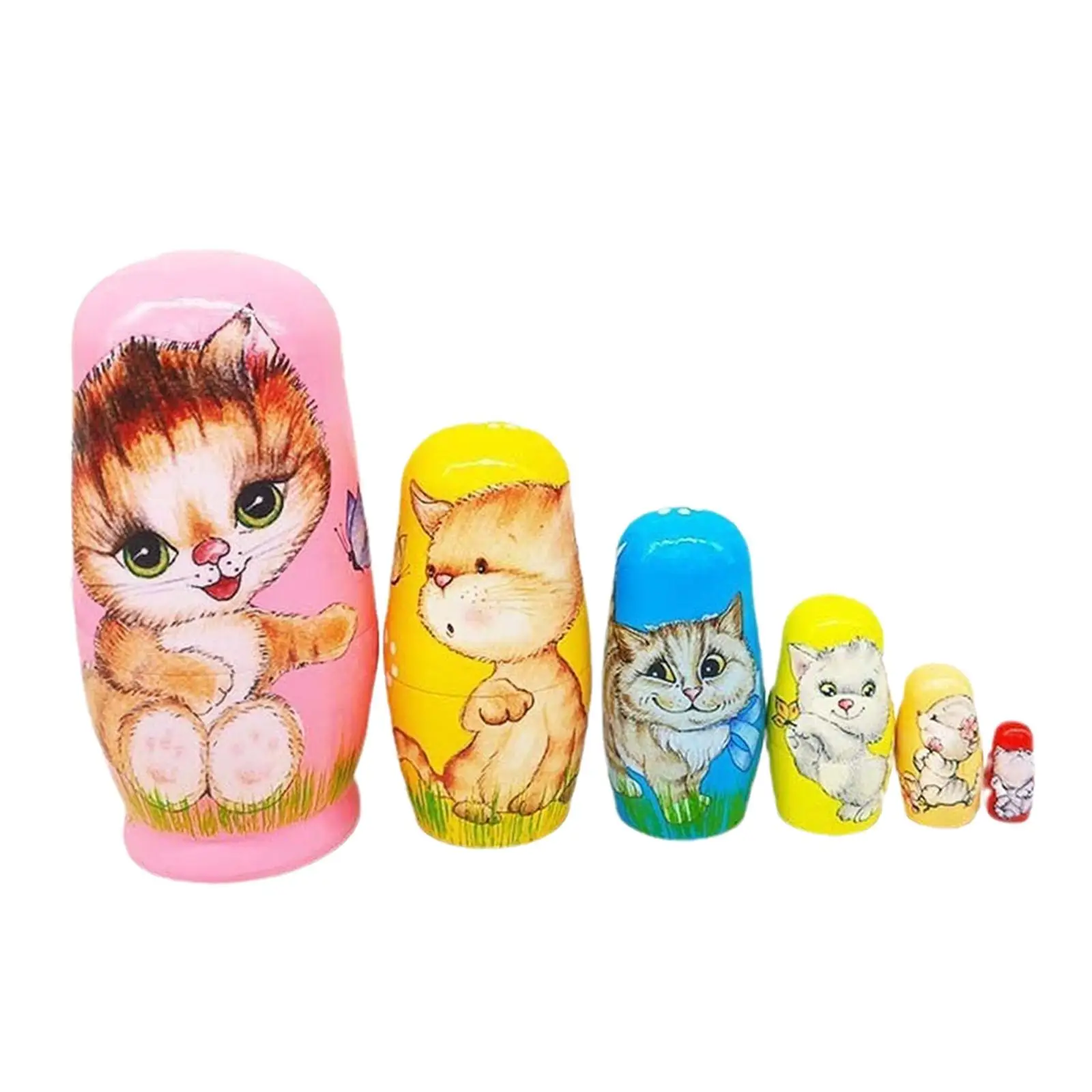마트료시카 인형 러시아 뜨개질 인형 예술품 동물 패턴 선물 나무 쌓기 장난감 캐비닛용 나무 조각상 용
