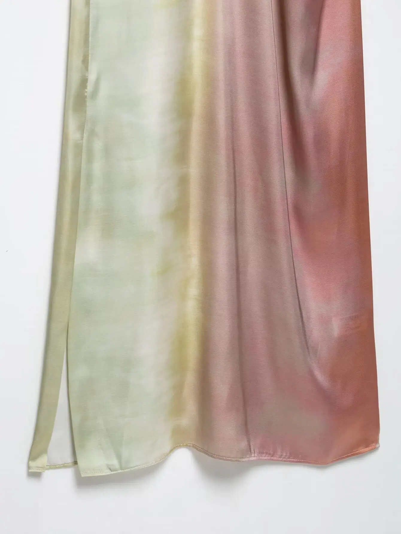 Description Picture 6 of itemTRAFZA 2025 Fashion Woman Belt Decorate O-Collar Short Sleeve Midi Dress Summer Women Tie Dye Print Rear Zipper Beach Dress