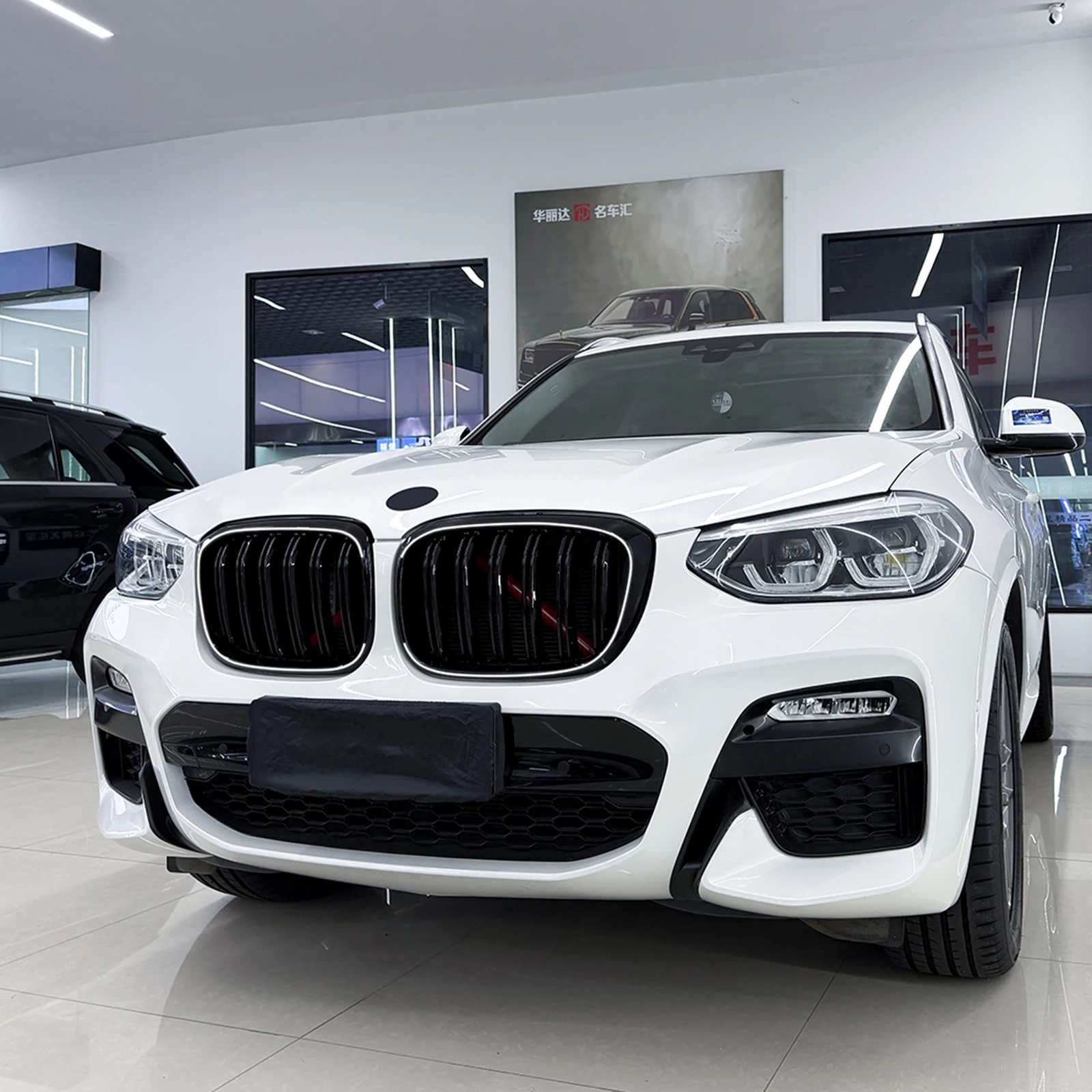 BMW X3 G01 2018-2021 X4 G02 2019-2021 프론트 키드니 그릴 레이싱 그릴 올 블랙 어퍼 범퍼 후드 메쉬 그리드
