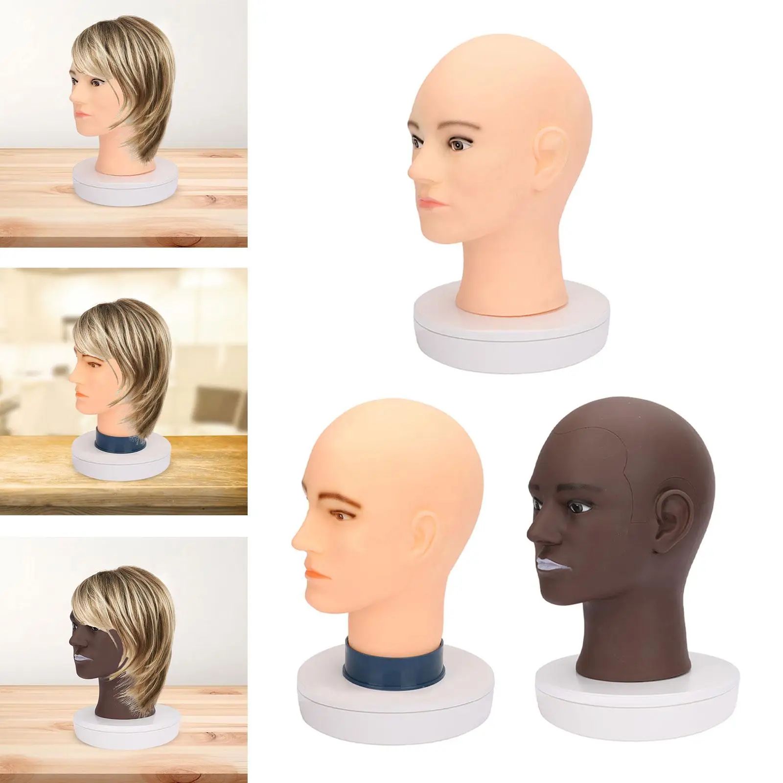 Makeup Doll Head Male Mannequin Head Training Professional Male Hair Model Head for Necklace Hats Wigs Making Styling Glasses