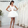 RODDRSYA Lovely Tulle Wedding Dress For Women Sexy Square Collar Backless Robe De Mariée Short Mini Spaghetti Straps Bride Party 1