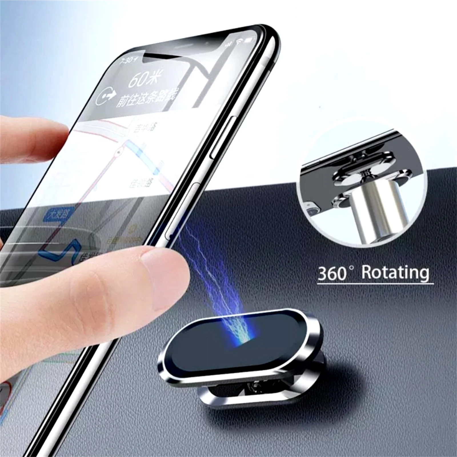 

Metal Strong Magnetic Car Mobile Phone Holder Magnet Cell Phone Stand in Car GPS Support For Phone Universal 360 Rotatable Mount
