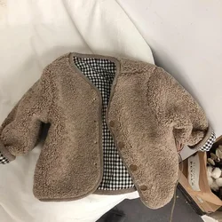 Cozy Cotton Jacket for Girls: Thick Lamb Wool Sweater (Brown)