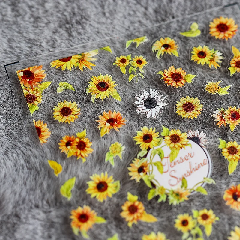 Nail Stickers Sunflower Spring Flowers Daisy 3D Nail Art Decoration 1pc