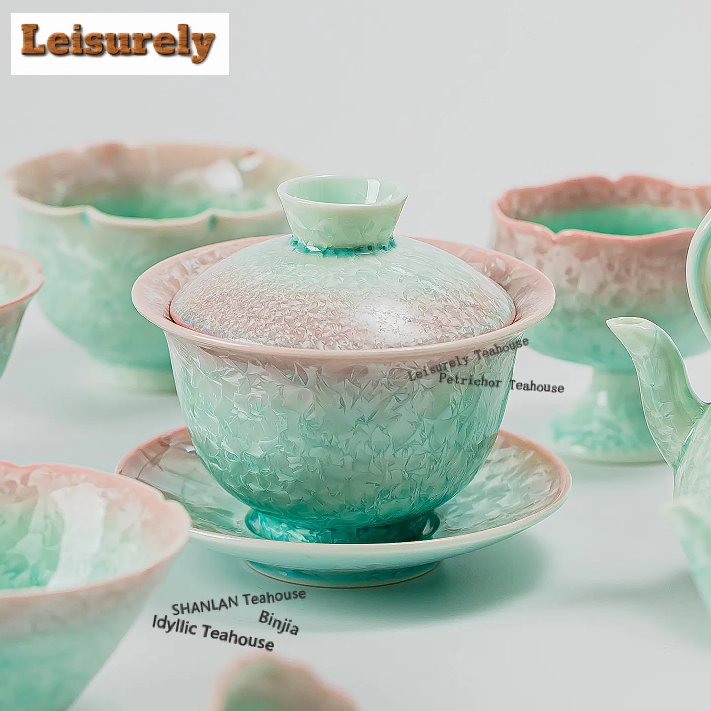 Kiln Fambe Crystal Glaze Gaiwan Ancient Tea Tureen Tea Bowl With Lid Kit Tea Making Cover Bowl Chinese Tea Set Collection Gift