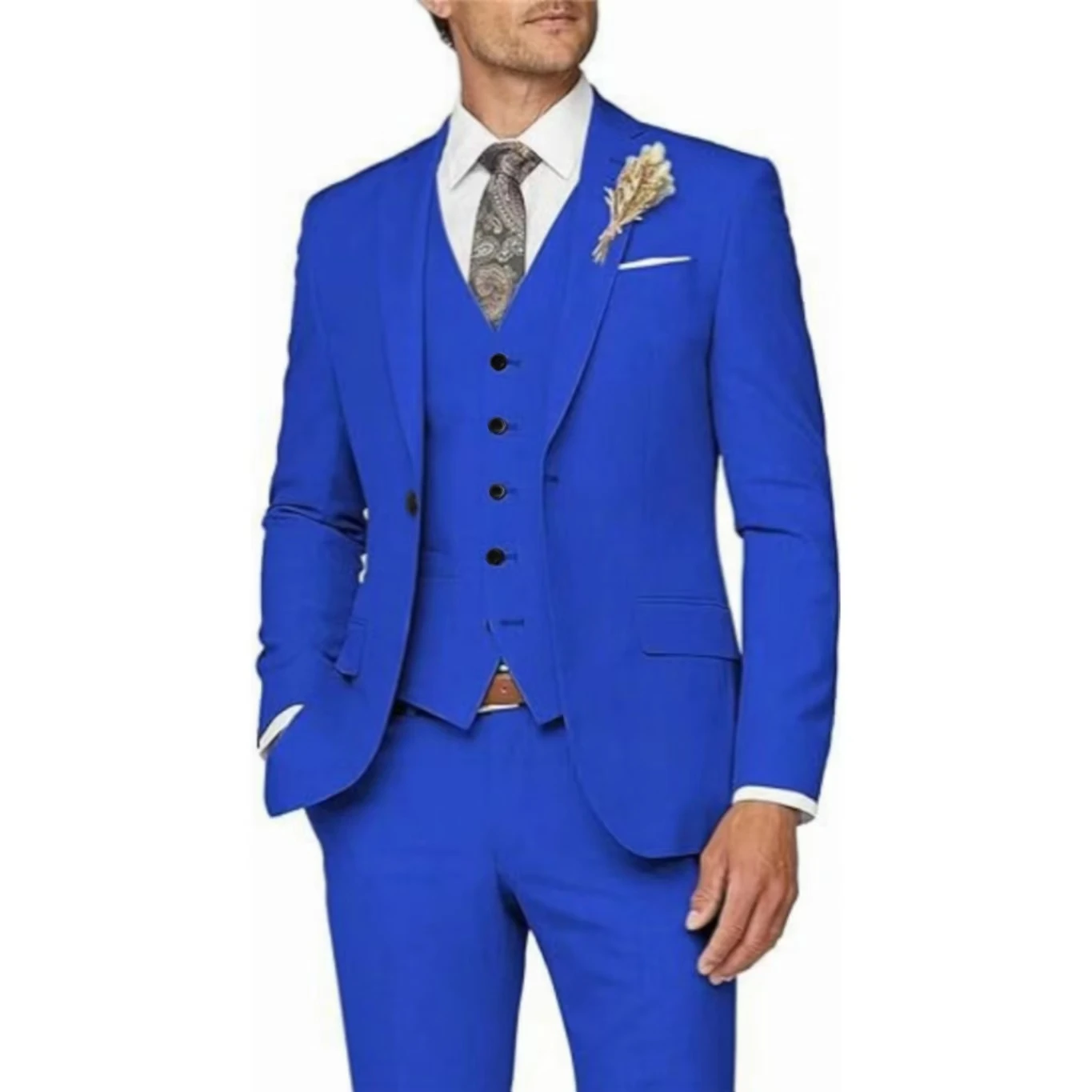 Formal Men Suits 3 Pieces Jacket Vest Pants Elegant Sets Of Clothes Brides Wedding Dresses