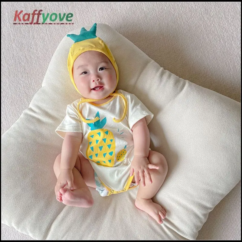 

Kaffyove Infant Summer Bodysuit Cap Cartoon Boy Girl Infantil 3-24M Baby Jumpsuit Spring Baptism Birthday Toddler Overall 2024