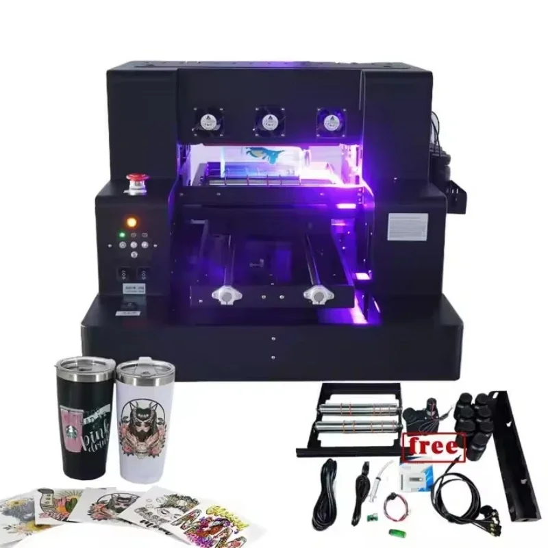 Full Automatic UV Printer A4 Multifunction A4 UV Printer 6 Color for Phone Case cover Glass Print