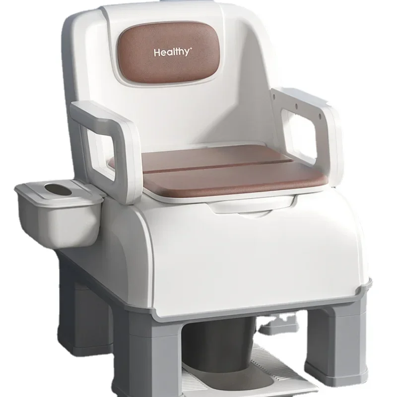 Simple Elderly Toilet, Adult Mobile Commode Chair, Indoor Use, Mobile Toilet with Sensor Light for Convenience, Commode Seat 6