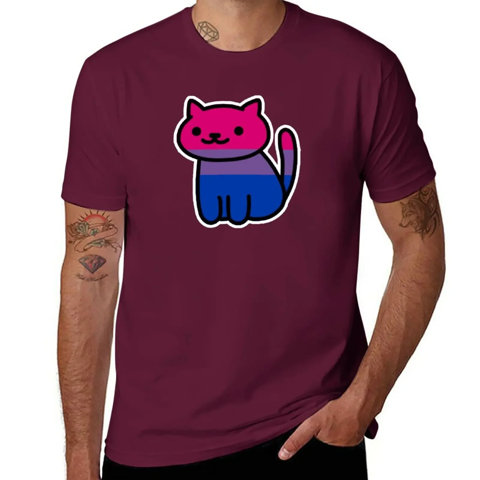 

Neko Pride: Bisexual T-Shirt boys animal print Blouse T-shirts for men cotton