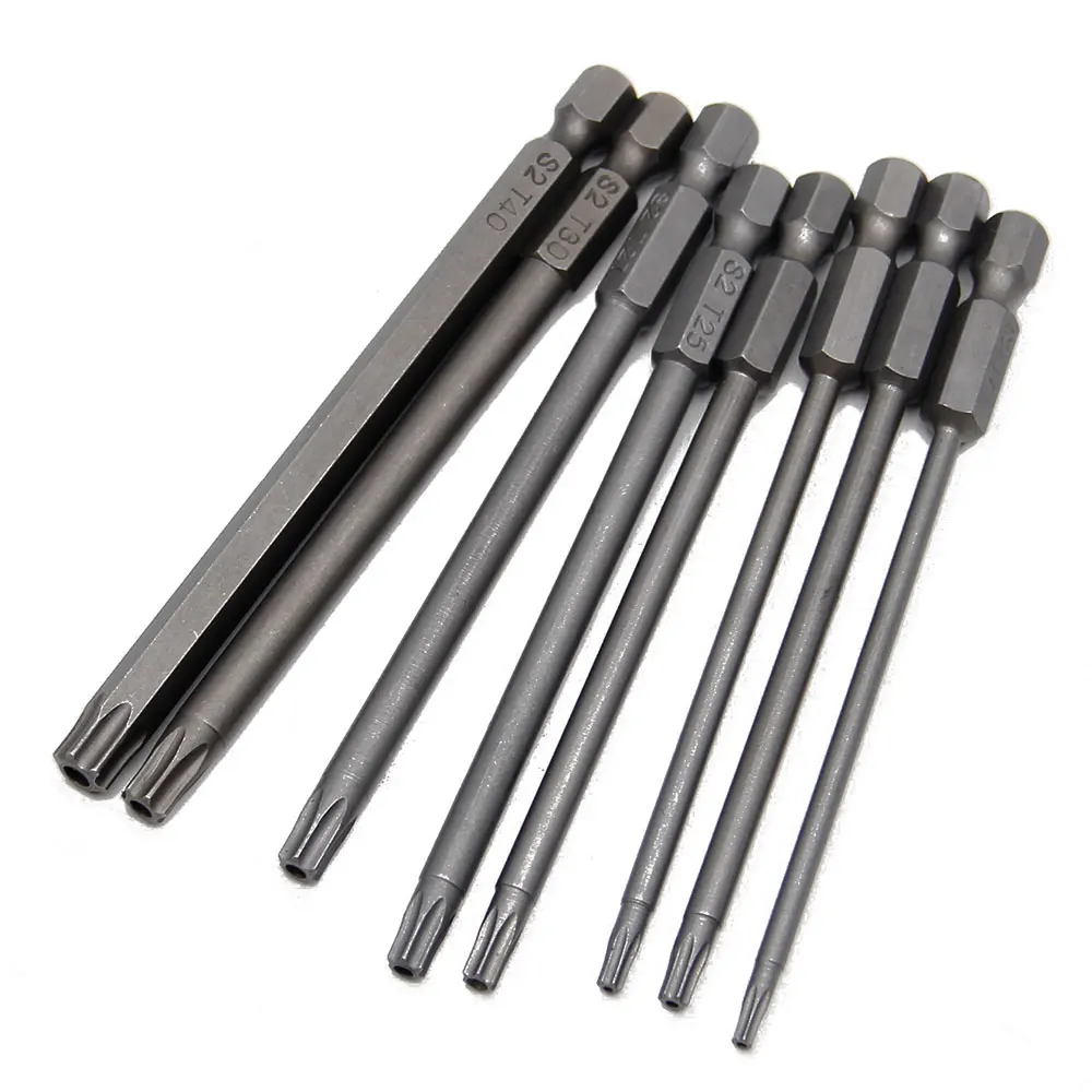 8pc 100mm S2 Magnetic Hexagonal Handle Screwdriver Head Hollow Plum Blossom Hole Hand Electric Drill Pneumatic Tool Accessories BEST SELLERS