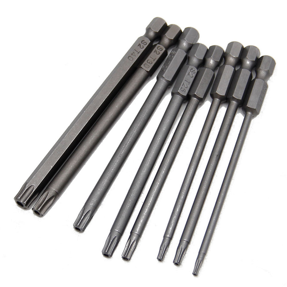 8pc 100mm S2 Magnetic Hexagonal Handle Screwdriver Head Hollow Plum Blossom Hole Hand Electric Drill Pneumatic Tool Accessories