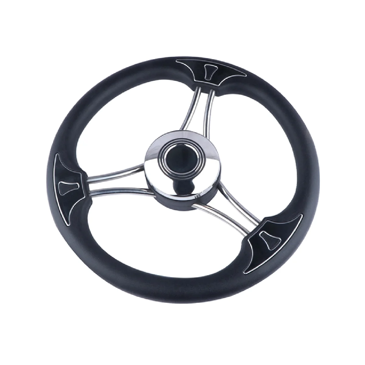 

13Inch Boat Steering Wheel Stainless Steel Black Foam 3 Spoke Heavy Duty Marine Boat Accessories Marine for Marine