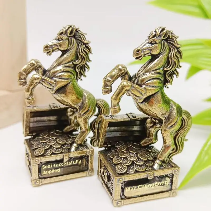 1Pcs Zodiac Horse Statue Ornament Gifts Brass Horse Feng Shui Horse Figurine Miniatures Crafts Office Home Decor Accessory