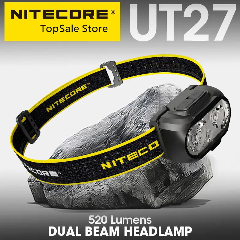 

NITECORE UT27 Headlight 520 Lumens Dual output Hiking TrekkingTrail Running Floodlgiht Camping Spotlight, Rechargeable Battery