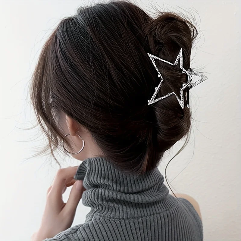 y2k five-pointed star metal grab clip Europe and the United States wind temperament grab clip female hair clip