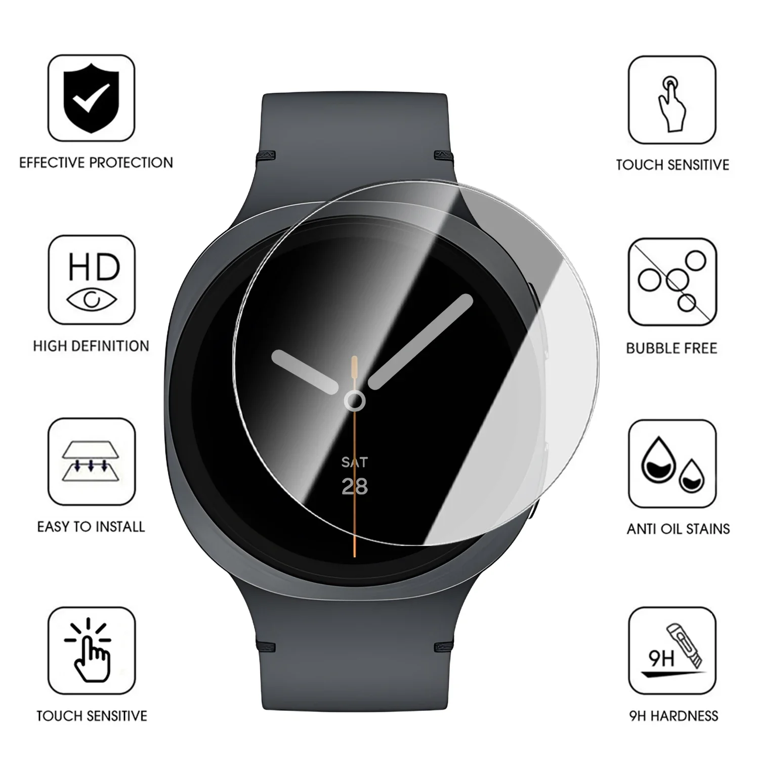 Anti-Peeing Tempered Glass for Samsung Galaxy Watch8 40/44mm Classic 46mm Ultra 2025 Privacy Screen Protector Auto Installation