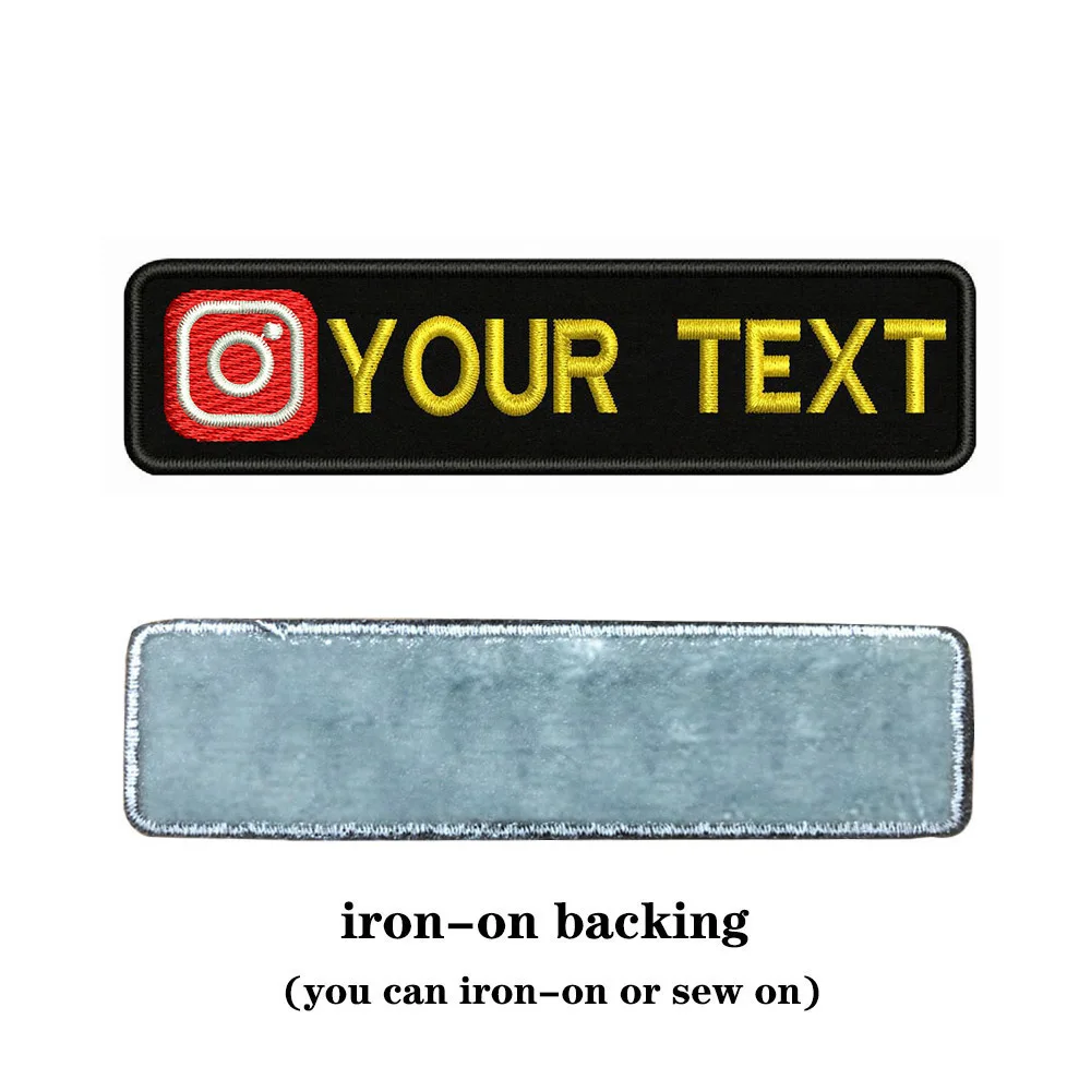 Instagram Logo 10X2.5cm Embroidery Custom Name Text Patch Stripes Badge Iron On Or Velcros Patches 