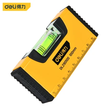 Deli 100mm Portable Magnetic Pocket Level High-precision Aluminum Structure Spirit Bubble Level Horizontal Level 1