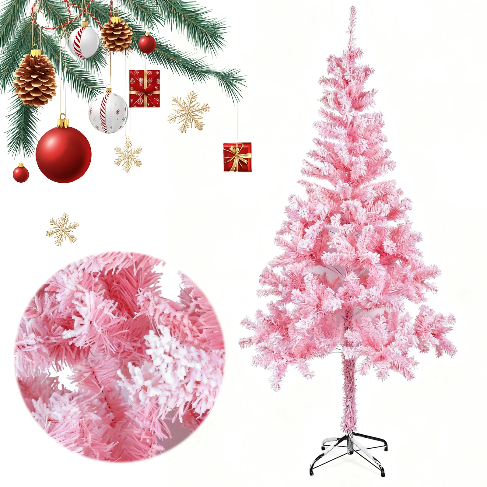 Flocked Christmas Tree with Metal Stand Realistic Spruce Artificial Pine