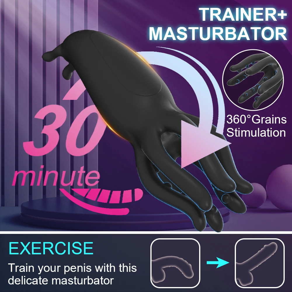 Glans Stimulate Trainer Vibrator Men Penis Delay Exerciser Lasting Masturbation Massager Vibrating Endurance Trainning Sex Toy male sex toys