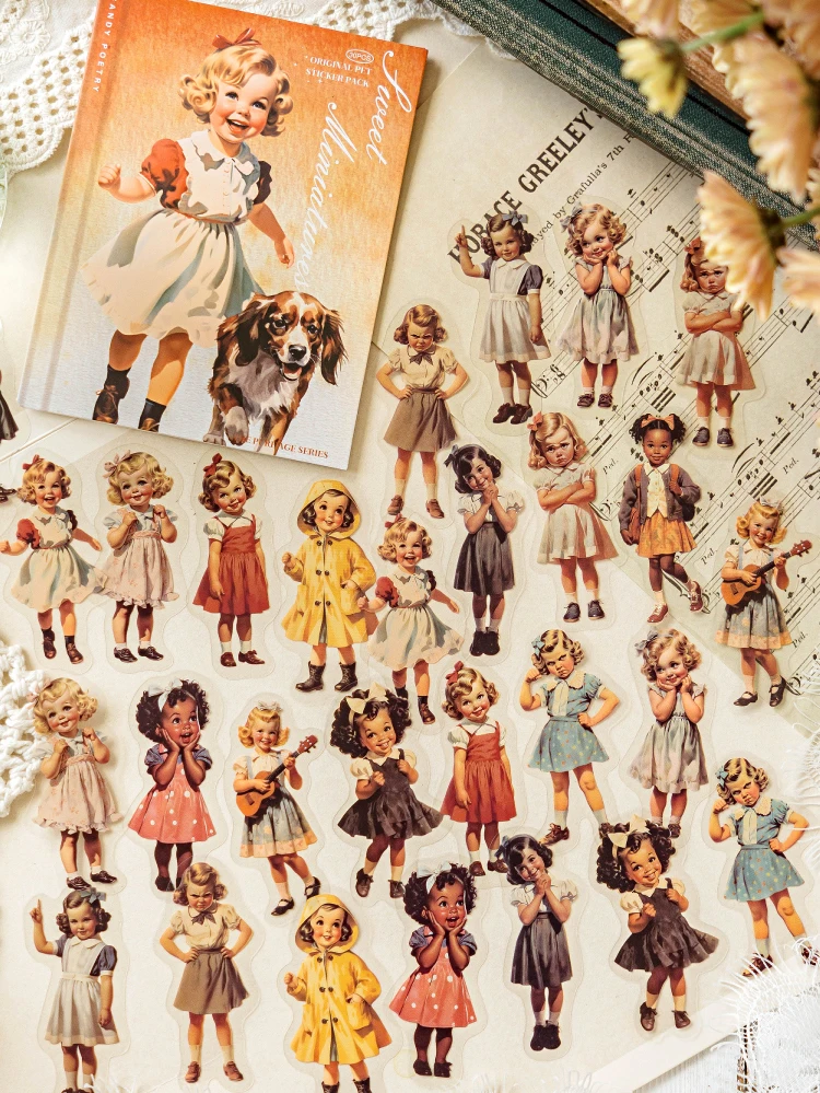 30 Stück The Age of Innocence Serie PET-Material Dekorative Aufkleber Tagebuch Album Scrapbooking-Material Junk Journal Supplies – Detail 11
